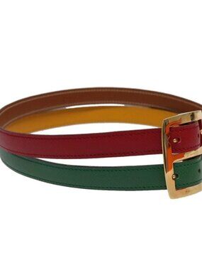 HERMES Belt Leather 28.3"""""""" Multicolor Gold Auth 94310